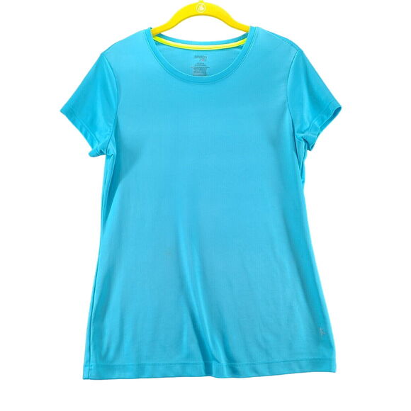 Danskin Now Womens T-Shirt Blue Size Large 100% Polyester Short Sleeve Pullover - Picture 1 of 12